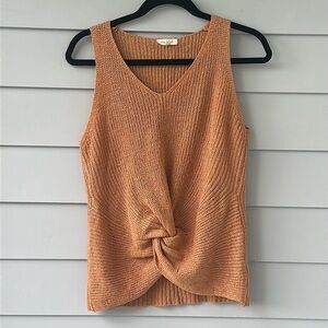 Women's Knitted Twist Tank Top - Orange